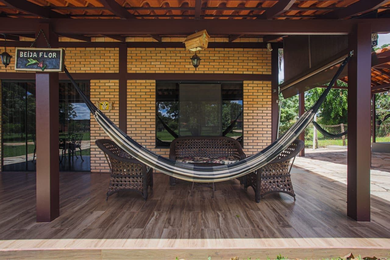 Veranda with a hammock for resting
